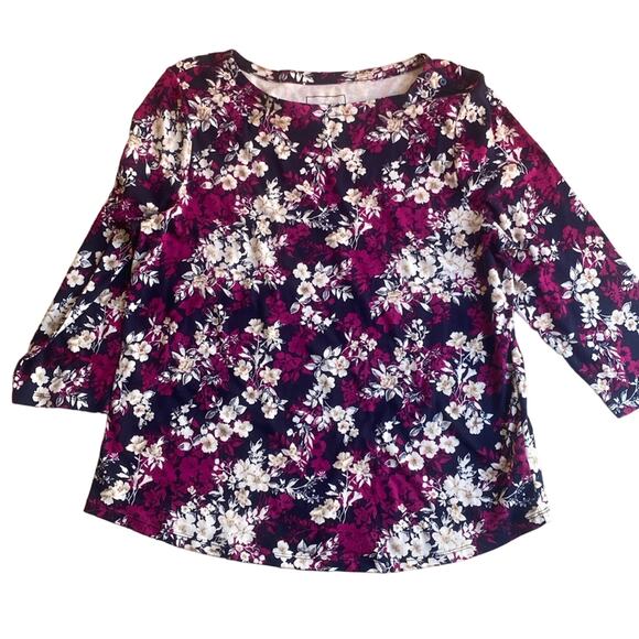 Charter Club Tops - Charter club XL 100% Pima cotton boat neck style floral pattern navy